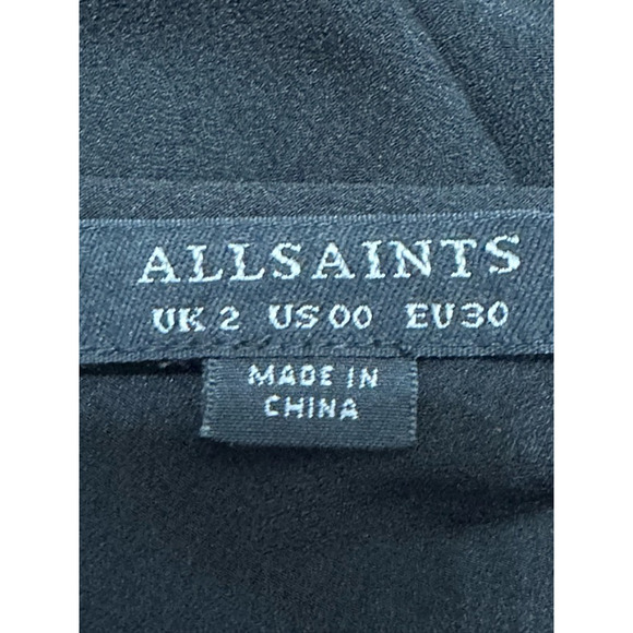Allsaints Slip Dress Women's 00 Black Solid Knee Length V Neck Minimalist New - Picture 8 of 9